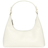 calvin klein jeans γυναικεία τσάντα ώμου με all-over monogram - lv04f3298g κρέμ