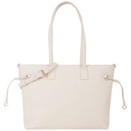 valentino γυναικεία τσάντα shopper με ανάγλυφο λογότυπο `samba re` - 73lvbs8zg01/sam εκρού