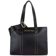 valentino γυναικεία τσάντα shopper με μεταλλικό λογότυπο `aury re` - 73lvbs9ob01/aur μαύρο