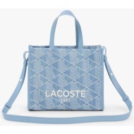 lacoste γυναικεία τσάντα tote με all-over monogram `small heritage` - nf5233hk μπλε ανοιχτό