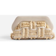 themoirè γυναικείο τσαντάκι clutch vegan με πλεκτό σχέδιο `bios intreccio rafia` - 261wtmb00 εκρού