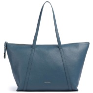coccinelle γυναικεία δερμάτινη τσάντα shopper `nory` - e1u45-110101 μπλε