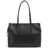 coccinelle γυναικεία δερμάτινη τσάντα shopper `myrtha` - e1uak-110201 μαύρο