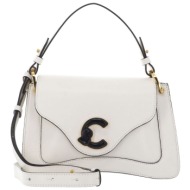coccinelle γυναικεία δερμάτινη τσάντα χειρός `c-me calf` - e1u4g-180201 λευκό