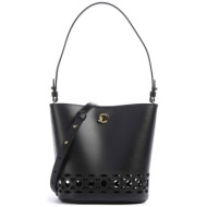 coccinelle γυναικεία δερμάτινη τσάντα bucket `nikla` - e5uoe-630101 μαύρο