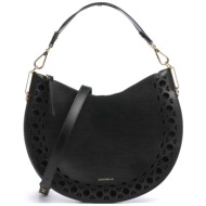 coccinelle γυναικεία δερμάτινη τσάντα ώμου hobo `sunup` - e1ukh-130201 μαύρο