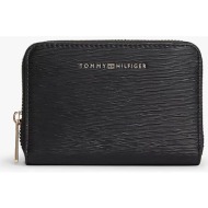 tommy hilfiger γυναικείο πορτοφόλι με μεταλλικό μονόγραμμα και ανάγλυφο φινίρισμα - aw0aw18487 μαύρο