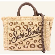 mc2 saint barth γυναικεία τσάντα χειρός με κεντημένο λογότυπο `vanity mini` - vami009-00349l καφέ