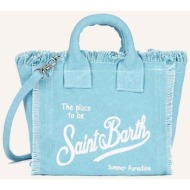mc2 saint barth γυναικεία τσάντα χειρός με κεντημένο λογότυπο `vanity mini` - vami001-00165l γαλάζιο
