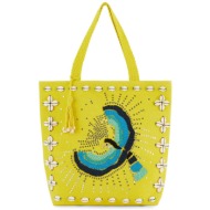 wild paris γυναικεία τσάντα ώμου με κέντημα `irwin` - irwin/sacs/ss26 κίτρινο