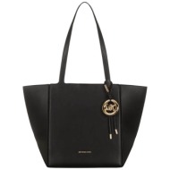 michael kors γυναικεία δερμάτινη τσάντα tote `jordi medium` - 30r6g9jt6l μαύρο