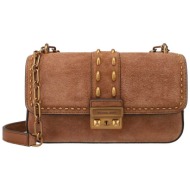 michael kors γυναικεία suede τσάντα ώμου `tribeca small` - 30s6a2rl5s καφέ