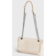 `ale γυναικεία τσάντα crossbody με αλυσίδα - 8t23468 μπεζ