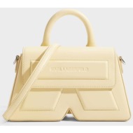 karl lagerfeld γυναικεία δερμάτινη τσάντα crossbody `ikon` - b2w30261 κίτρινο ανοιχτό