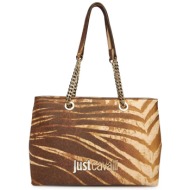 just cavalli γυναικεία τσάντα ώμου με αλυσίδα - 80ra4bb9zsa85 μπεζ
