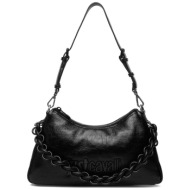 just cavalli γυναικεία τσάντα ώμου με πλεξούδα - 80ra4bc4zsd86 μαύρο