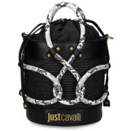 just cavalli γυναικεία τσάντα bucket με snake print - 80ra4br1zse01 μαύρο
