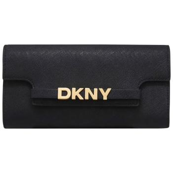 dkny γυναικείο δερμάτινο πορτοφόλι με μεταλλικό λογότυπο