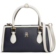tommy hilfiger γυναικεία τσάντα ώμου με colour-blocked σχέδιο - aw0aw18901 μπλε σκούρο
