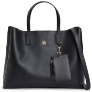 tommy hilfiger γυναικεία τσάντα χειρός `icon` - aw0aw18723 μαύρο