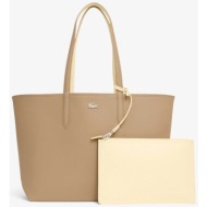 lacoste γυναικεία τσάντα tote πικέ διπλής όψης με λογότυπο `anna reversible` - nf2142aa καμηλό