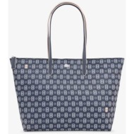 lacoste γυναικεία τσάντα tote πικέ με all-over print `l.12.12 concept large` - nf5503sj μπλε σκούρο
