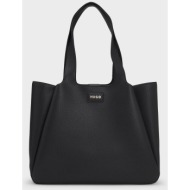hugo γυναικεία τσάντα tote με μεταλλικό λογότυπο `orin` - 50557827 μαύρο