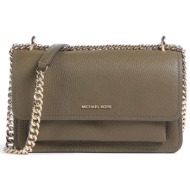 michael kors γυναικεία δερμάτινη τσάντα crossbody `claire large` - 30t4gc7l3t χακί