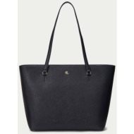 lauren ralph lauren γυναικεία δερμάτινη τσάντα tote `karly medium` - 25264839-one μαύρο