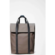 rains unisex αδιάβροχο tote backpack με logo print `2 way` - r143/a12940 taupe