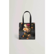 ted baker γυναικεία τσάντα ώμου με rose print `quencon small` - 285548 μαύρο