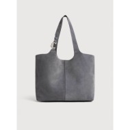 coccinelle γυναικεία τσάντα ώμου `c-easy suede large ` - e1the-110101 γκρι ανοιχτό