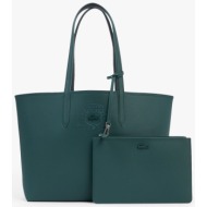 lacoste γυναικεία τσάντα tote πικέ διπλής όψης με αποσπώμενο pouch `holiday` - nf5501hn πετρόλ