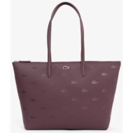 lacoste γυναικεία τσάντα tote πικέ με all-over crocodile print (large) - nf5505hn μοβ σκούρο