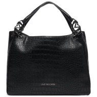 love moschino γυναικεία τσάντα ώμου tote με snake print - jc4014pp1plf0 μαύρο