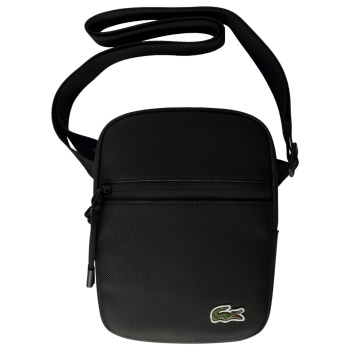 lacoste coated canvas crossbody μαύρο