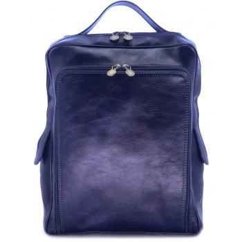 μπλε δερμάτινη τσάντα πλάτης