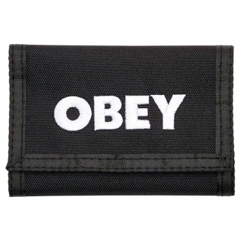 obey bold logo trifold wallet 100310120-blk μαύρο
