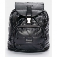 backpack δερματίνη με ραφές - μαύρο