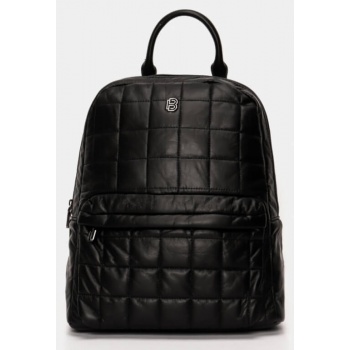τσάντα backpack δερματίνη καπιτονέ - μαύρο