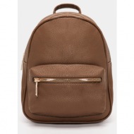 τσάντα backpack δερματίνη - καφέ σκούρο