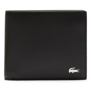 leather metal logo wallet men lacoste