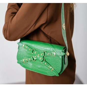 τσάντα ώμου δερματίνι κροκό πράσινη - bolsa σε προσφορά