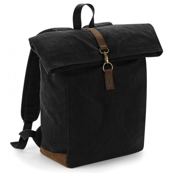 τσάντα πλάτης από κερωμέμενο καμβά quadra qd655 - black